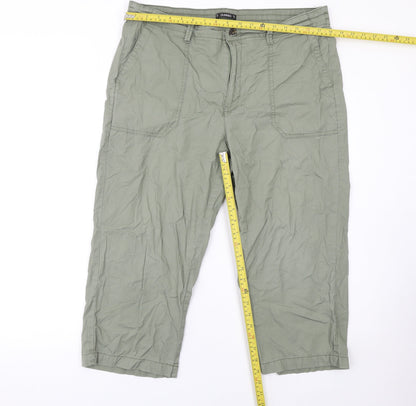 Dunnes Stores Women’s Green Cropped Cotton Trousers Size 16