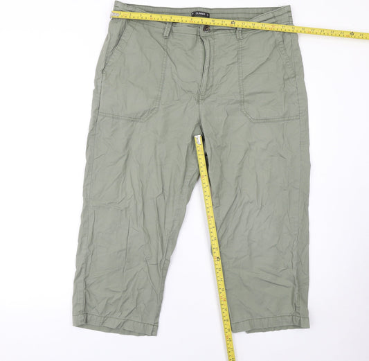 Dunnes Stores Women’s Green Cropped Cotton Trousers Size 16