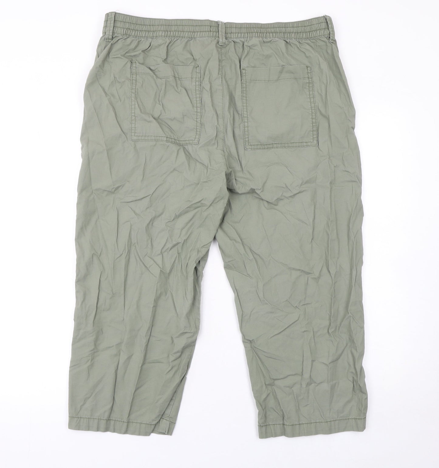 Dunnes Stores Women’s Green Cropped Cotton Trousers Size 16