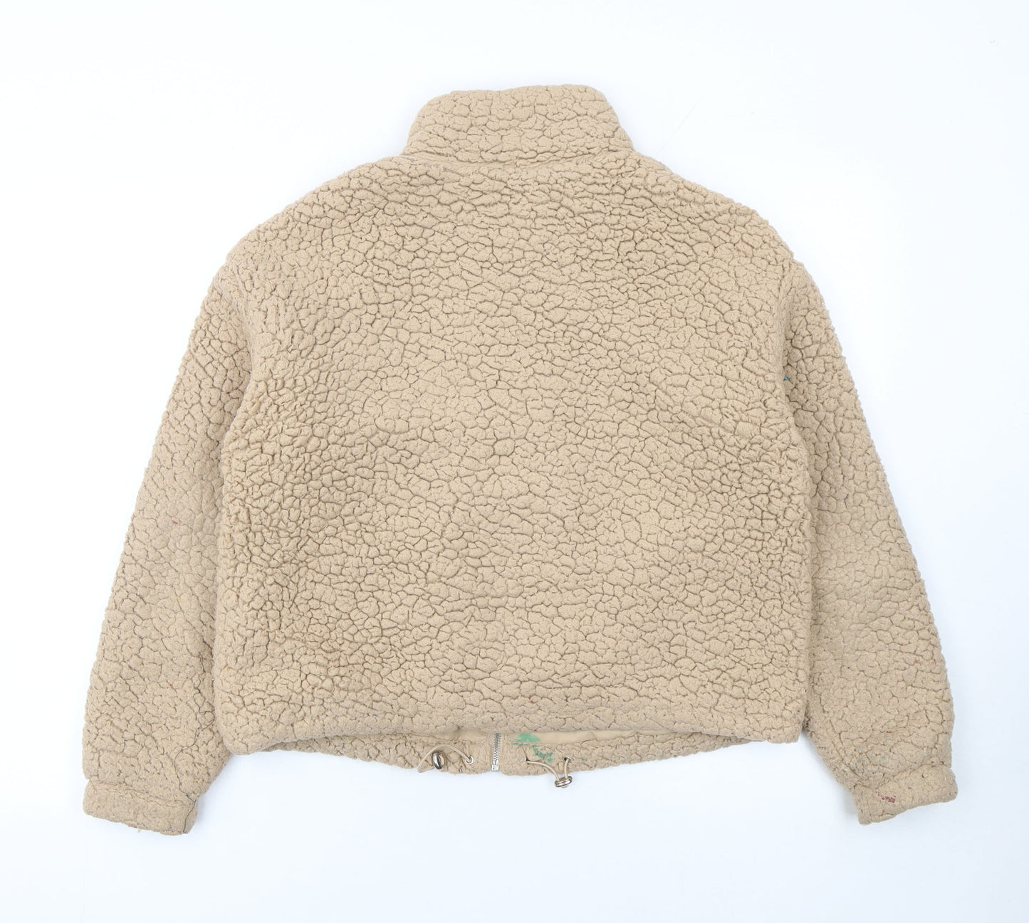 New Look Women’s Beige Fleece Teddy Jacket Size S Full Zip Casual