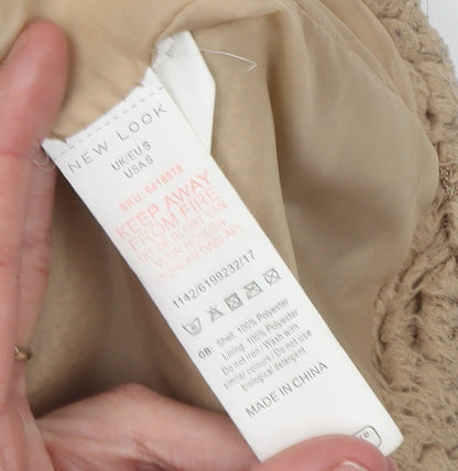 New Look Women’s Beige Fleece Teddy Jacket Size S Full Zip Casual