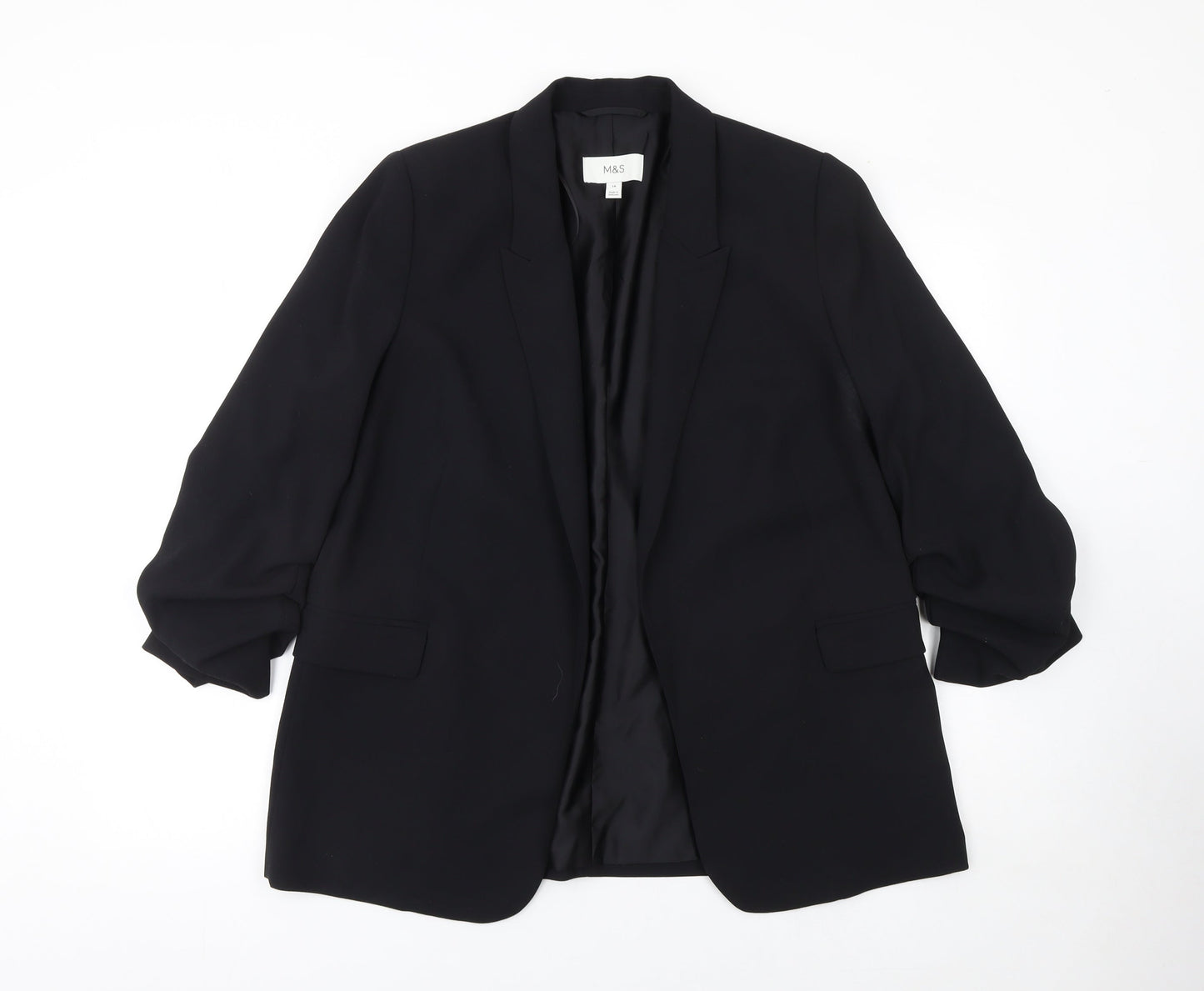 Marks and Spencer Women’s Black Regular Fit Notch Lapel Blazer UK 14