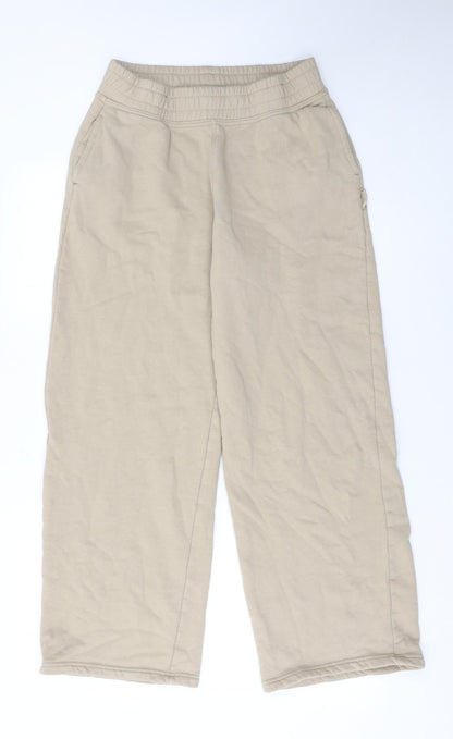 Primark Women Beige Cotton Fleece Sweatpants S Relaxed Fit
