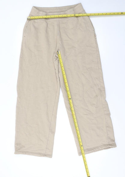 Primark Women Beige Cotton Fleece Sweatpants S Relaxed Fit