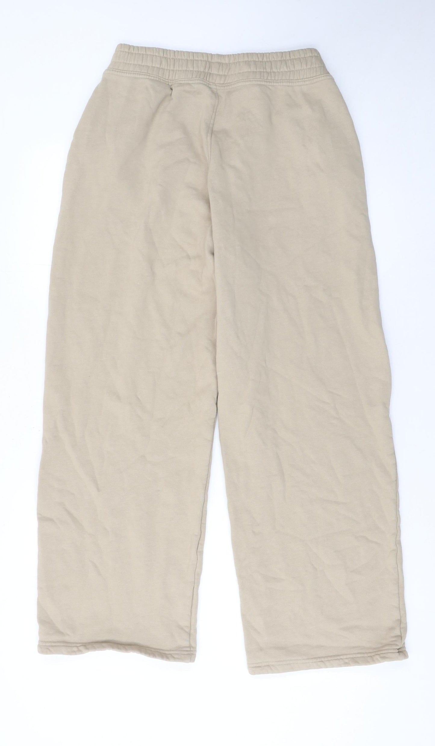 Primark Women Beige Cotton Fleece Sweatpants S Relaxed Fit