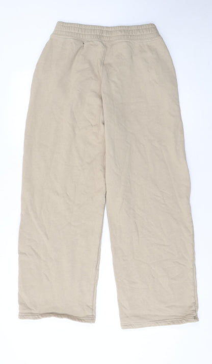 Primark Women Beige Cotton Fleece Sweatpants S Relaxed Fit