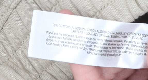 Primark Women Beige Cotton Fleece Sweatpants S Relaxed Fit