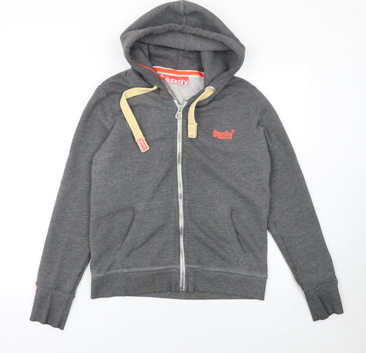 Superdry Women's Grey Full Zip Hoodie L Cotton Blend Casual