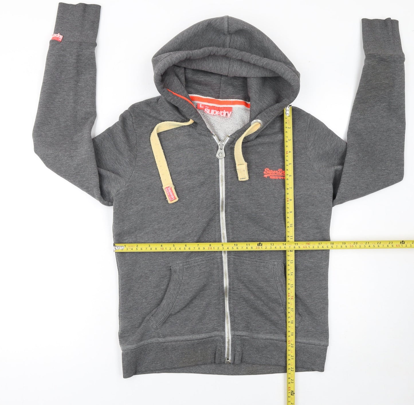 Superdry Women's Grey Full Zip Hoodie L Cotton Blend Casual