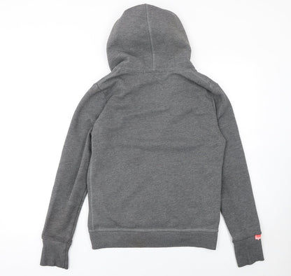 Superdry Women's Grey Full Zip Hoodie L Cotton Blend Casual