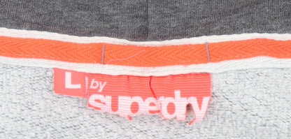 Superdry Women's Grey Full Zip Hoodie L Cotton Blend Casual
