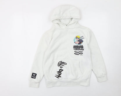 Boys UK Size 9-10 Years Naruto Shippuden Collection White Pullover Hoodie