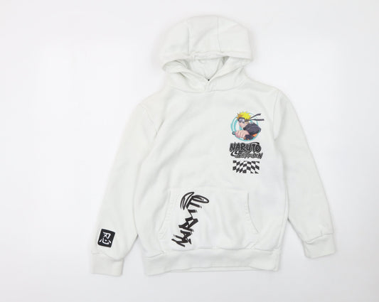 Boys UK Size 9-10 Years Naruto Shippuden Collection White Pullover Hoodie