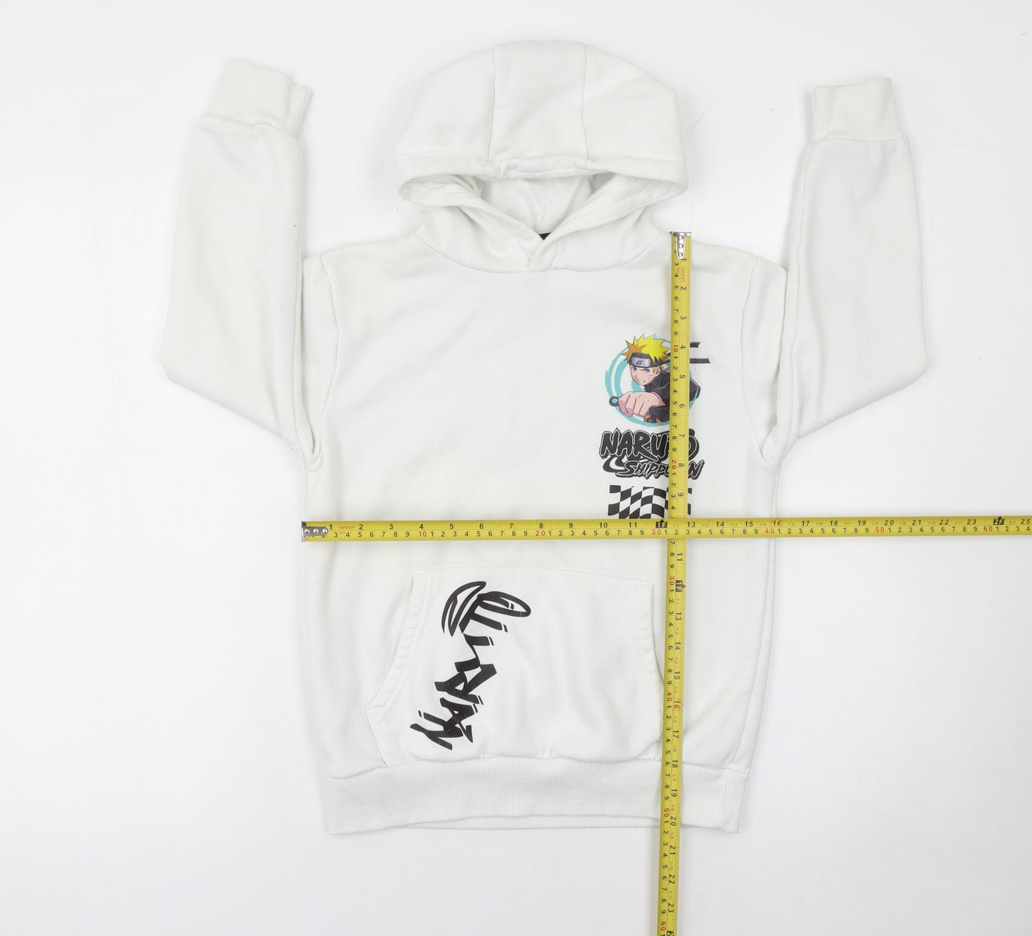 Boys UK Size 9-10 Years Naruto Shippuden Collection White Pullover Hoodie