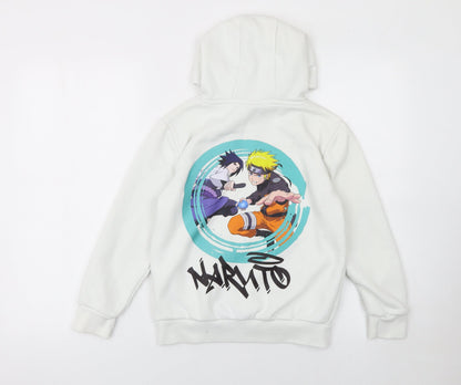 Boys UK Size 9-10 Years Naruto Shippuden Collection White Pullover Hoodie