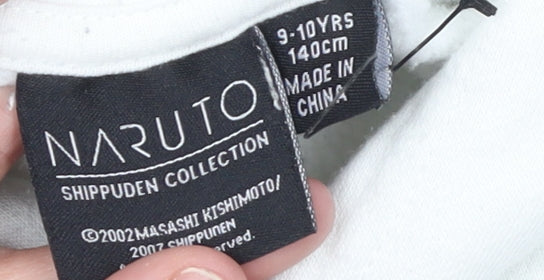 Boys UK Size 9-10 Years Naruto Shippuden Collection White Pullover Hoodie