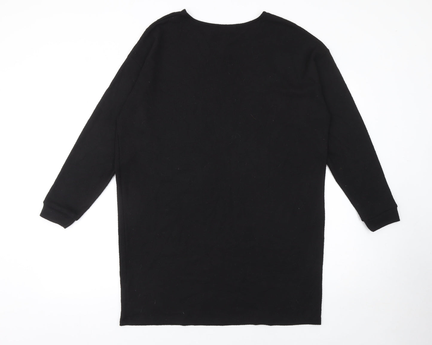 Tu Women Black Sequin Long Sleeve Shift Dress Size 16 Party Knit