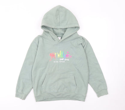 Girls UK Size 7-8 Years Fat Willy's Green Pullover Hoodie