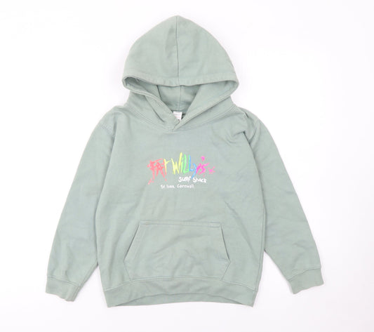 Girls UK Size 7-8 Years Fat Willy's Green Pullover Hoodie
