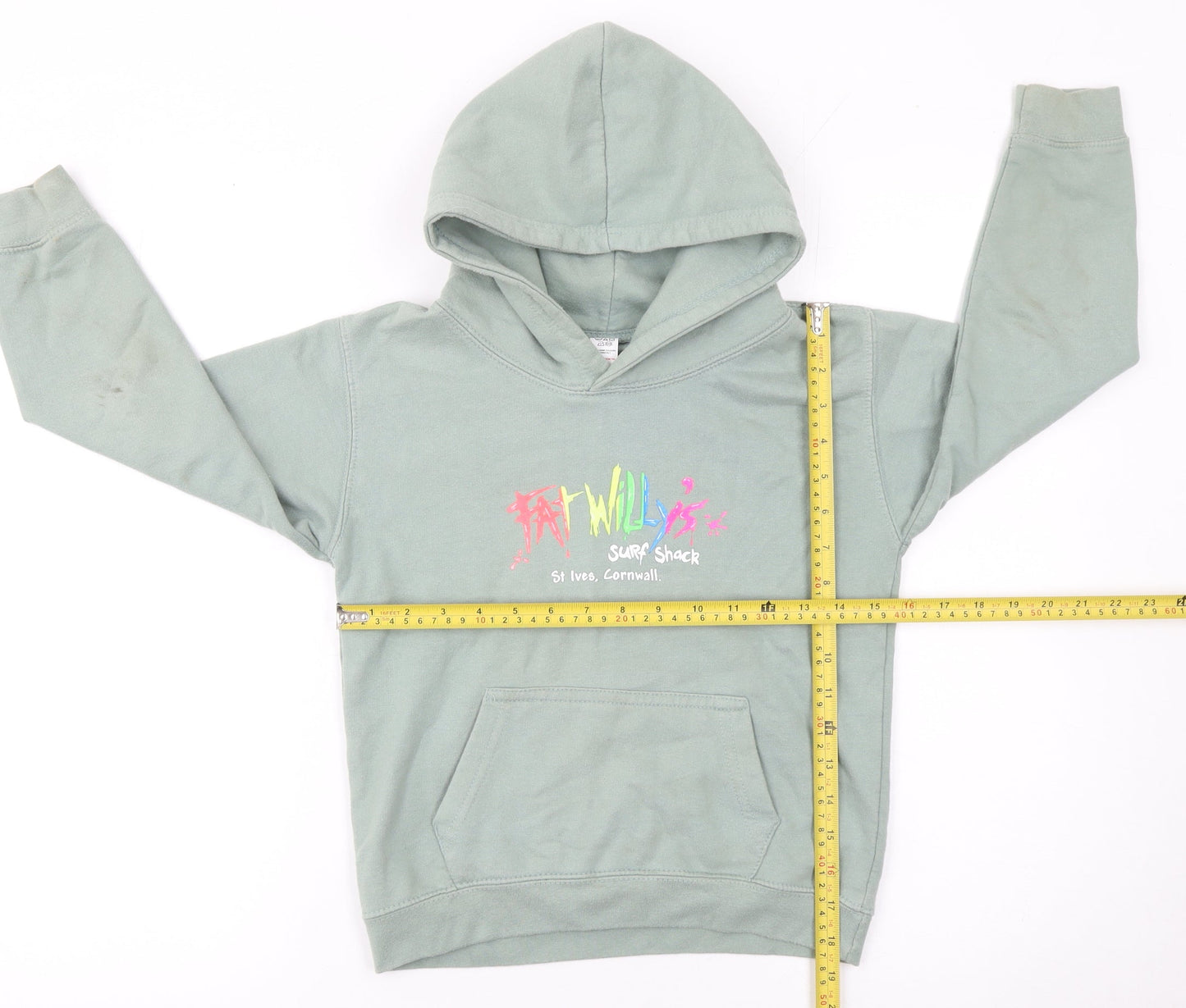 Girls UK Size 7-8 Years Fat Willy's Green Pullover Hoodie