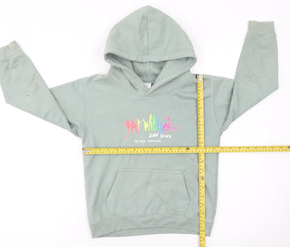 Girls UK Size 7-8 Years Fat Willy's Green Pullover Hoodie