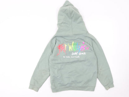 Girls UK Size 7-8 Years Fat Willy's Green Pullover Hoodie