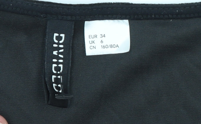 DIVIDED Women’s Black Velvet Long Sleeve Wrap Mini Dress Size 6