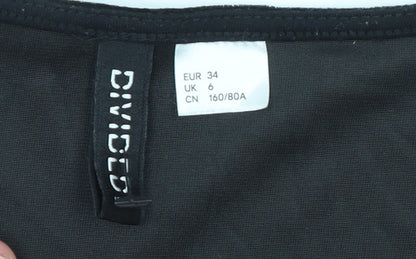 DIVIDED Women’s Black Velvet Long Sleeve Wrap Mini Dress Size 6