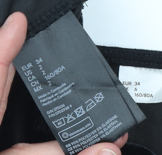 DIVIDED Women’s Black Velvet Long Sleeve Wrap Mini Dress Size 6