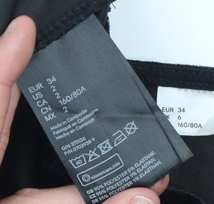 DIVIDED Women’s Black Velvet Long Sleeve Wrap Mini Dress Size 6