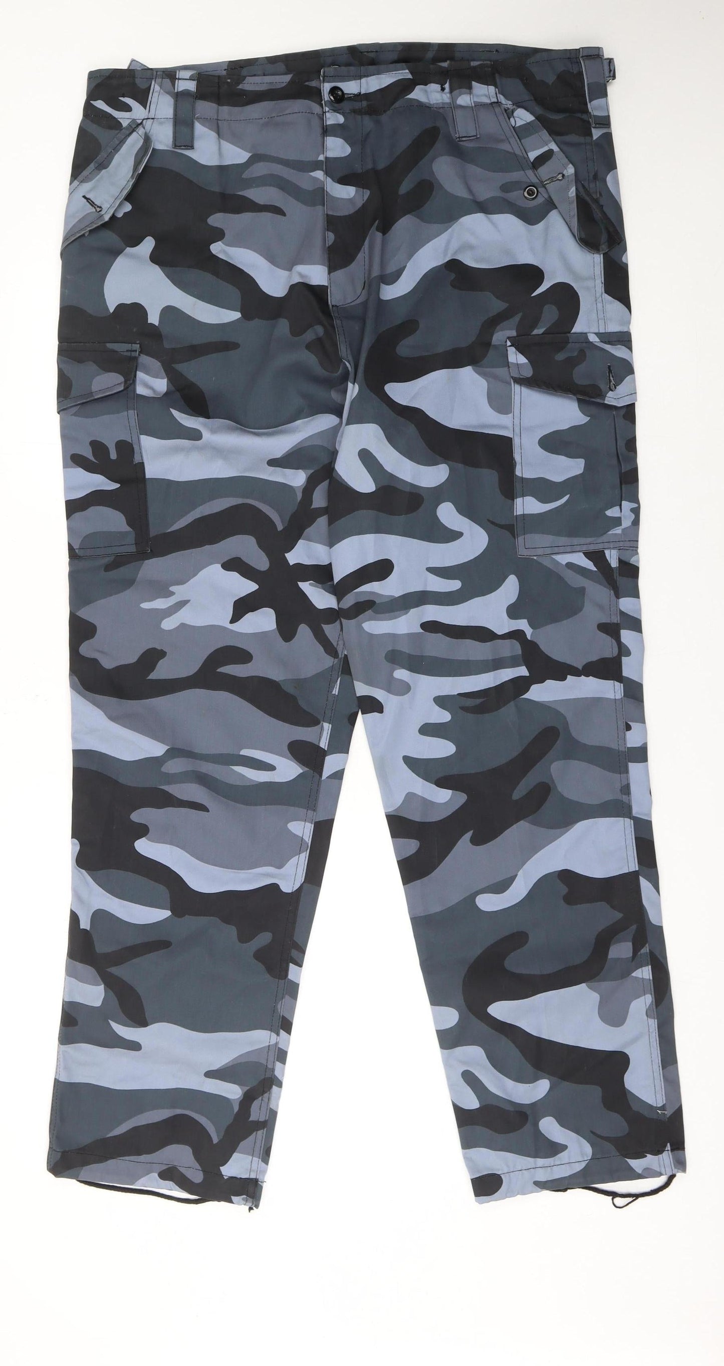 Blue Castle Men's Grey Camo Cargo Trousers 42W 32L Polyester Cotton