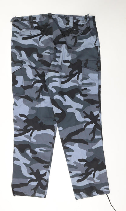 Blue Castle Men's Grey Camo Cargo Trousers 42W 32L Polyester Cotton