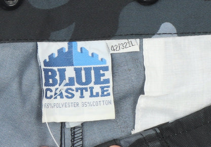 Blue Castle Men's Grey Camo Cargo Trousers 42W 32L Polyester Cotton