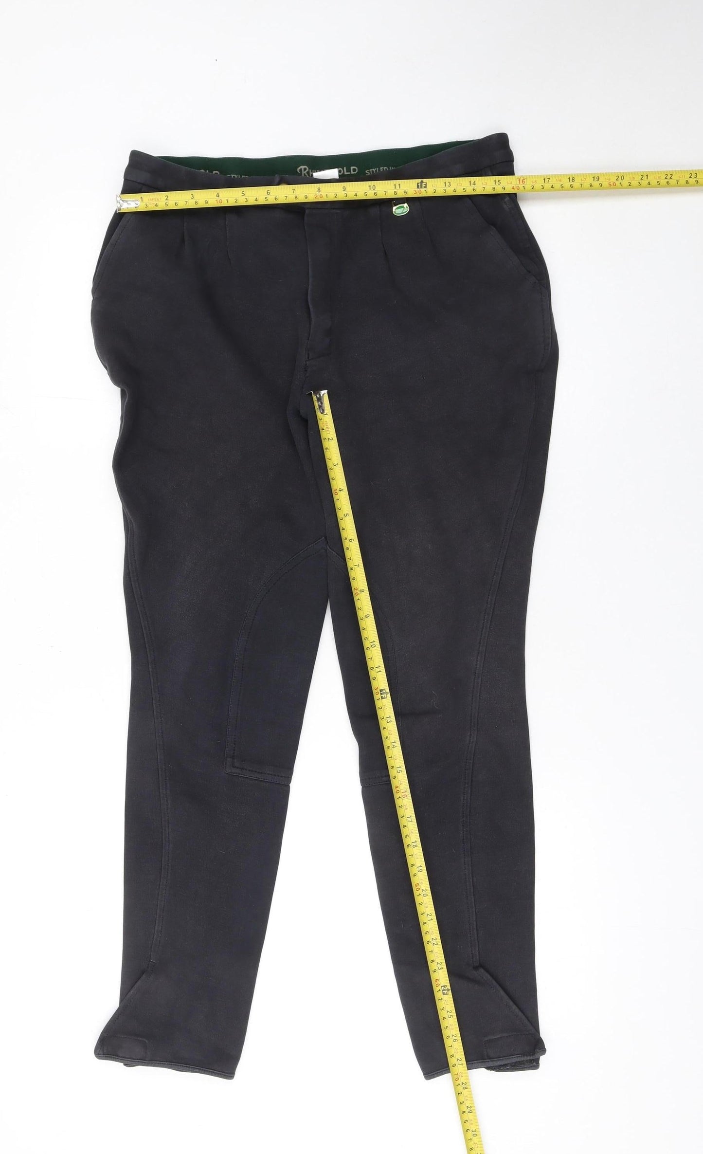 Rhinegold Mens Black Large Riding Trousers Stretch Cotton Blend