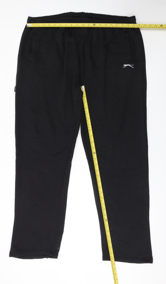 Slazenger Mens Black XXL Jogger Sweatpants Cotton Blend Relaxed Fit