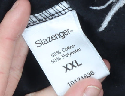 Slazenger Mens Black XXL Jogger Sweatpants Cotton Blend Relaxed Fit