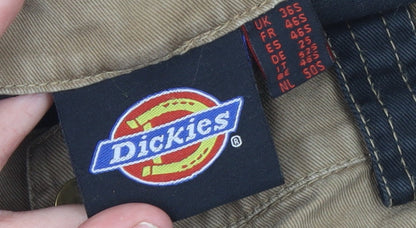 Dickies Men's Beige Cargo Workwear Trousers Size 36S Cotton Durable