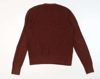 AllSaints Men’s Brown Cotton Crew Neck Chunky Knit Jumper Medium