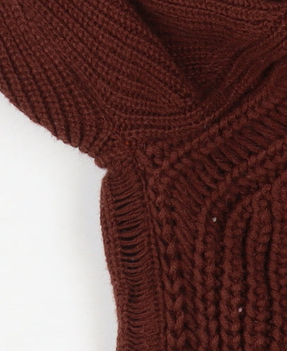 AllSaints Men’s Brown Cotton Crew Neck Chunky Knit Jumper Medium