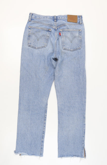 Levi's Premium Men's Blue Light Wash Distressed Straight Jeans W27 L28