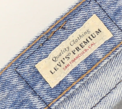 Levi's Premium Men's Blue Light Wash Distressed Straight Jeans W27 L28