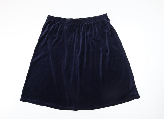 Damart Women Blue Velvet A-Line Long Skirt Size 22