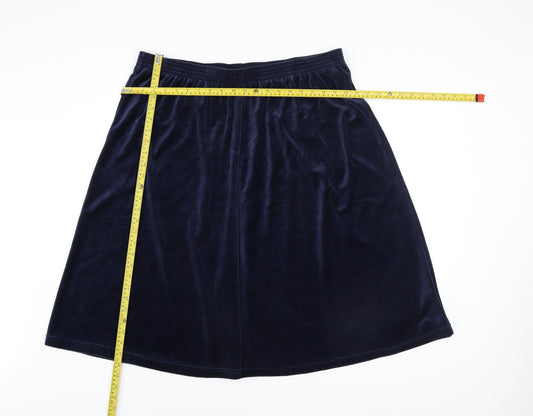 Damart Women Blue Velvet A-Line Long Skirt Size 22
