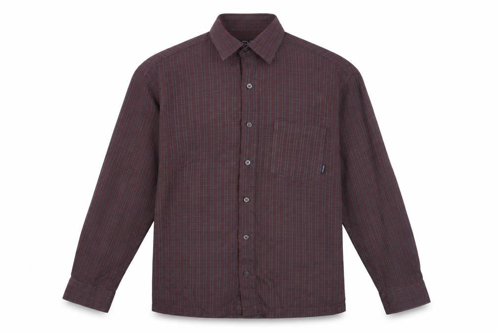 Teddy Smith Men's Brown Check Long Sleeve Button-Up Shirt Size M