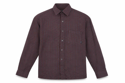 Teddy Smith Men's Brown Check Long Sleeve Button-Up Shirt Size M