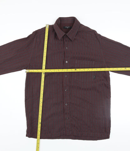 Teddy Smith Men's Brown Check Long Sleeve Button-Up Shirt Size M
