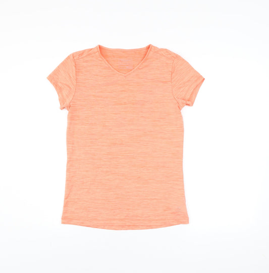 Energetics Womens Orange V-Neck Short Sleeve Active T-Shirt Size 14