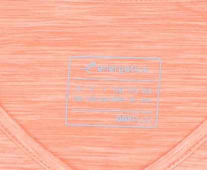 Energetics Womens Orange V-Neck Short Sleeve Active T-Shirt Size 14