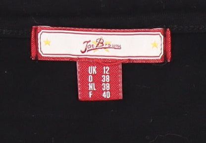 Joe Browns Womens Black Floral Print Short Sleeve Viscose T-Shirt Size 12