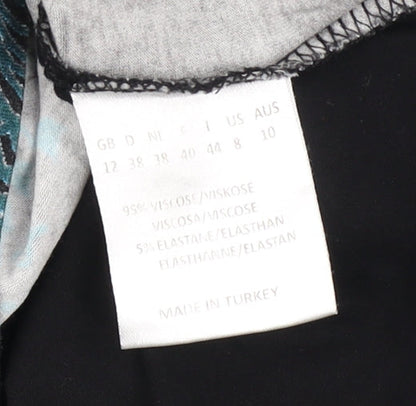 Joe Browns Womens Black Floral Print Short Sleeve Viscose T-Shirt Size 12